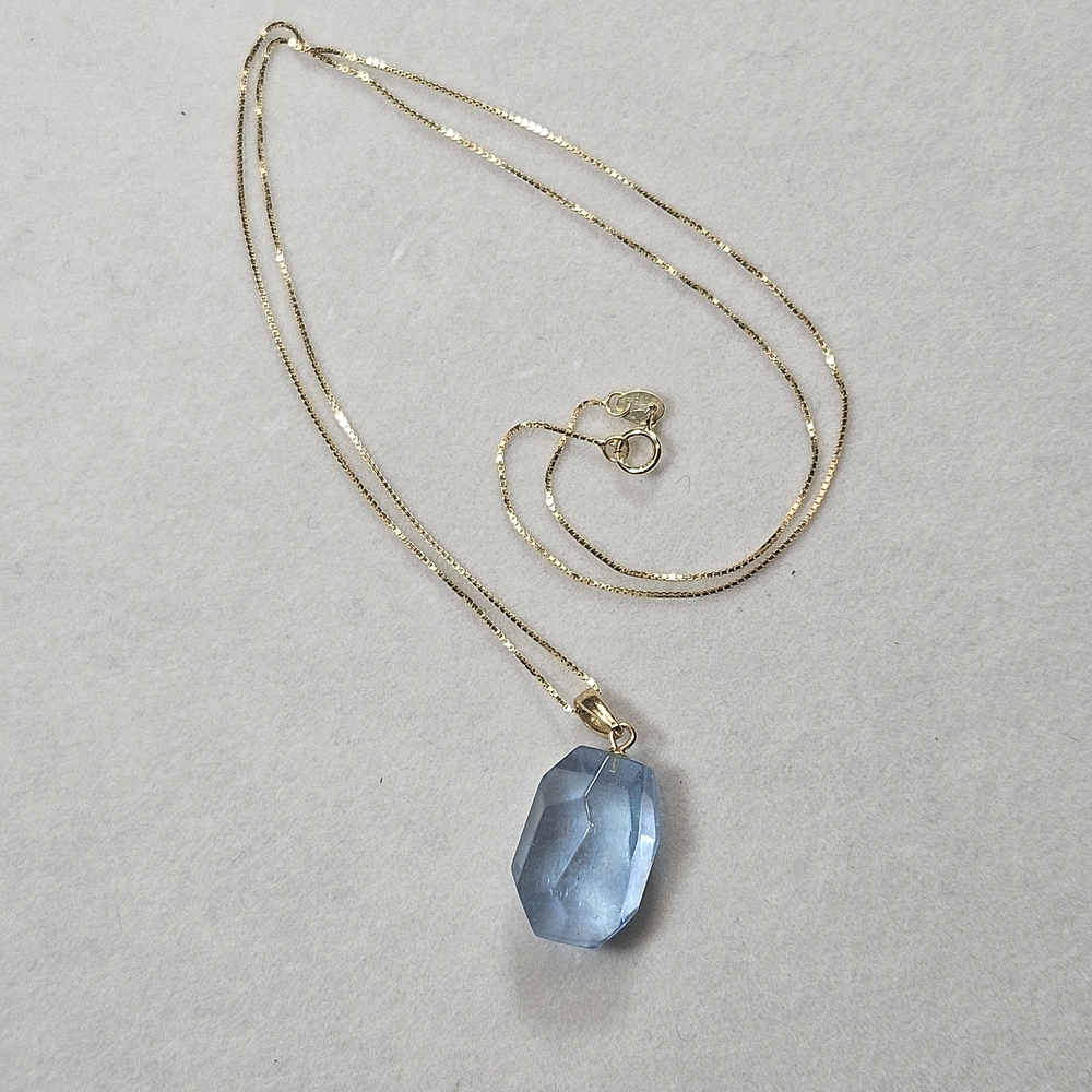 18k Gold Plated Aquamarine Pendant Necklace